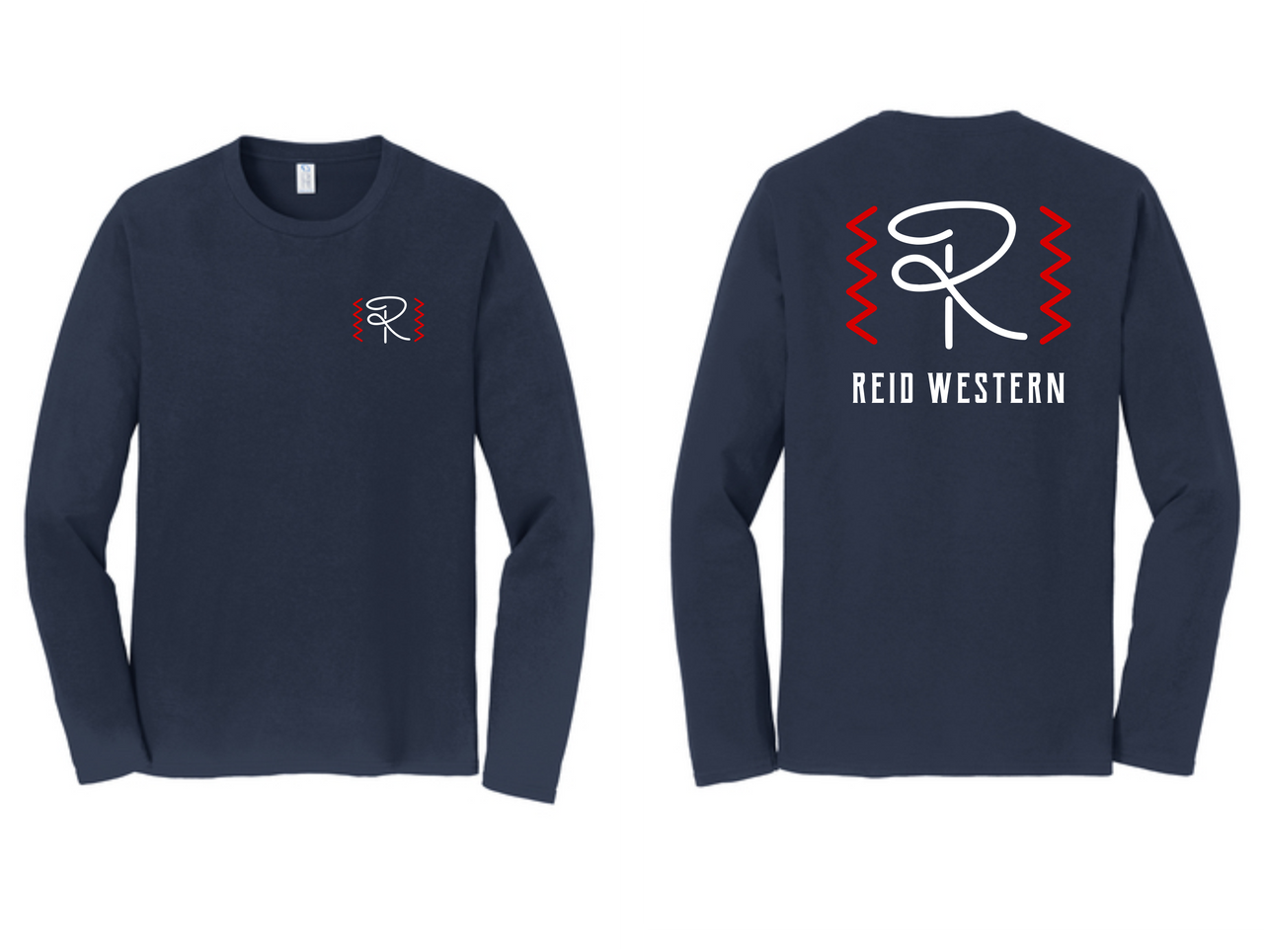 Navy Long Sleeve Shirt with Red, White, and Blue Accents